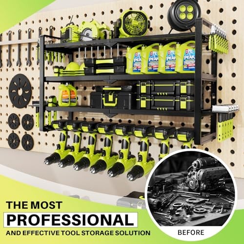 Large Power Tool Organizer Wall Mount, Garage Storage Cordless Tool black