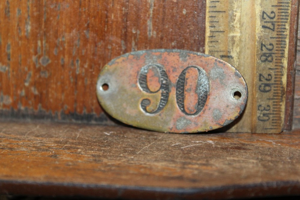 Antique Copper number Tag Plate #90 or "06"