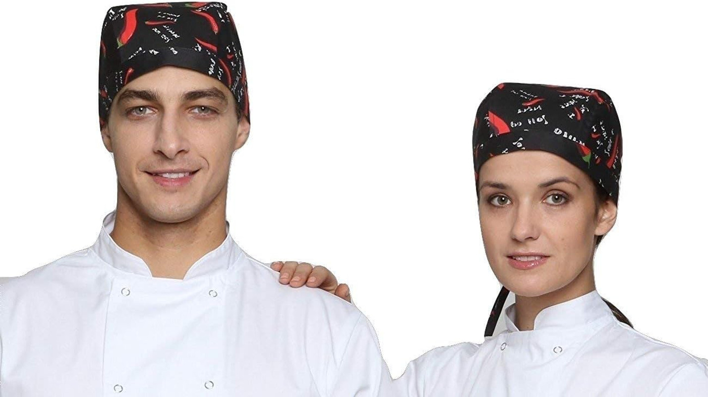 Pack Chef Hats & Head Scarves for Men & Women - Professional Adjustable Skull Ca