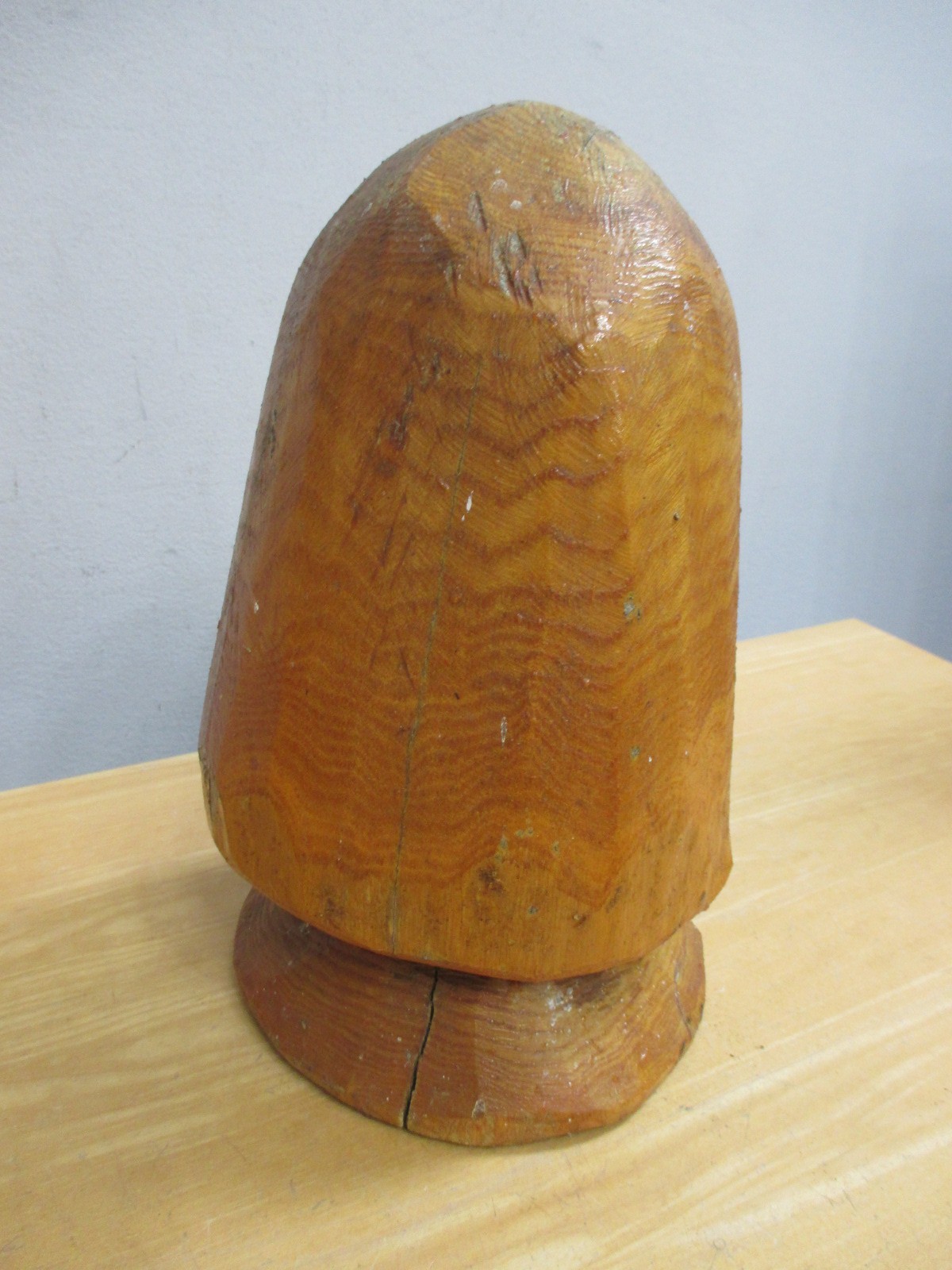 Hand Made 10.5” Wooden Hat Mold Form Shaper Mushroom