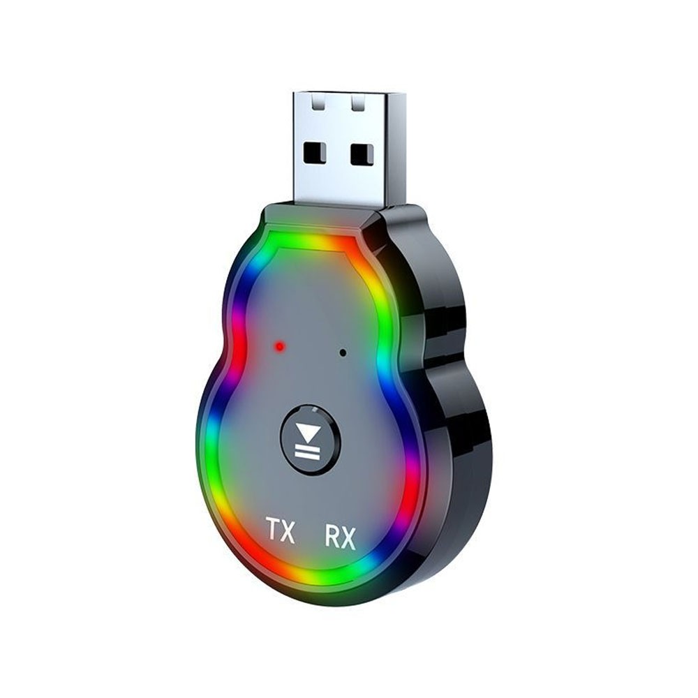 USB with LED Lights Bluetooth 5.0 Transmitter Receiver 2 in 1 Audio Adapter