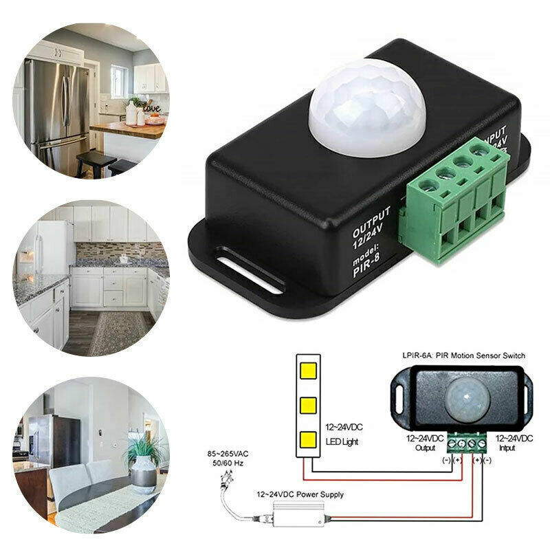 5PCS DC 12V-24V 8M Auto Infrared PIR Motion Sensor Detector Switch For LED Light