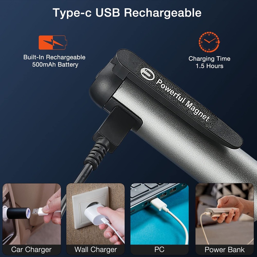 Mini LED Magnetic Rechargeable Penlight COB Flashlights Work Light Pocket Light