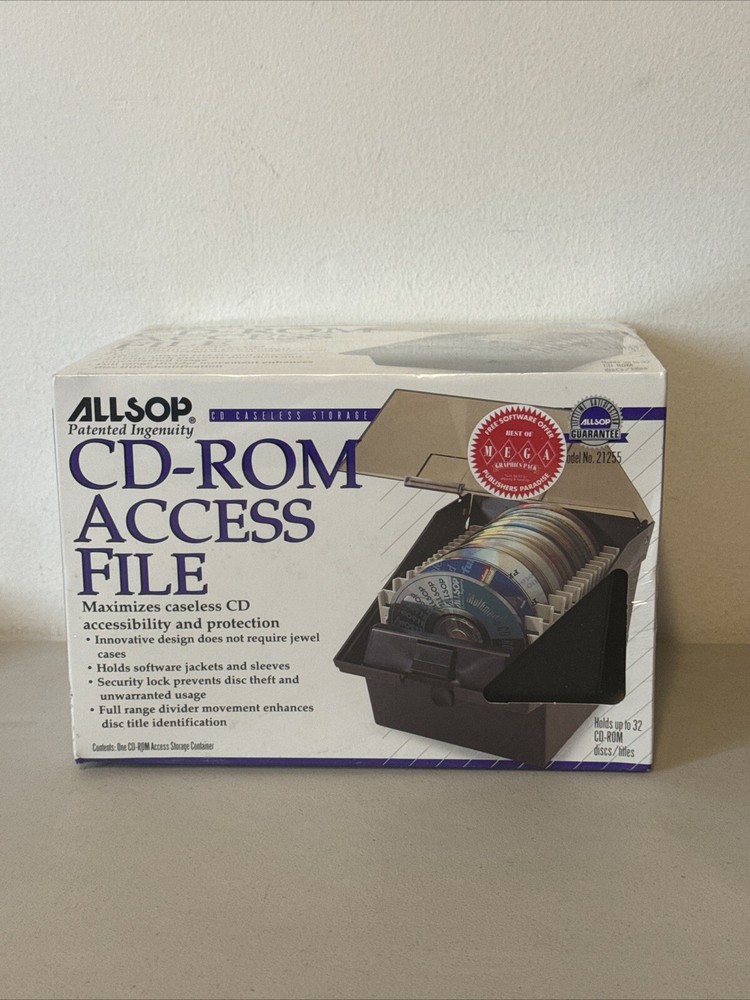 Allsop CD ROM Access File Holds 32 Discs With Lock Space Saving #21255