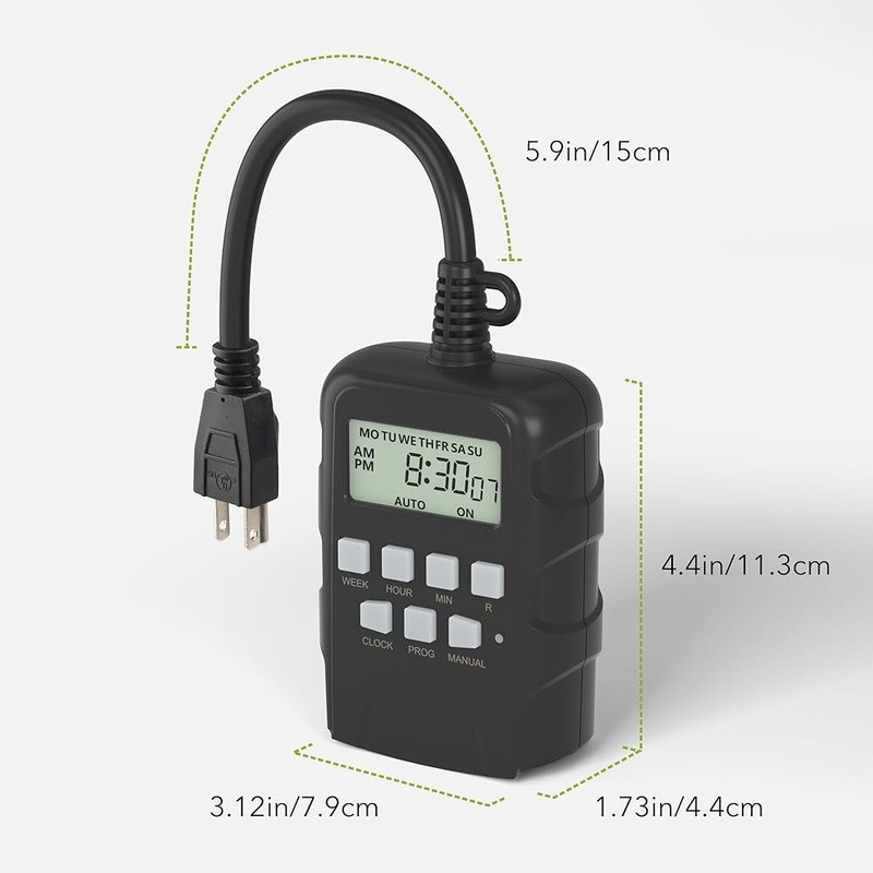 Digital Outdoor Timer Dual Outlets 8 Programmable Settings Waterproof Device New