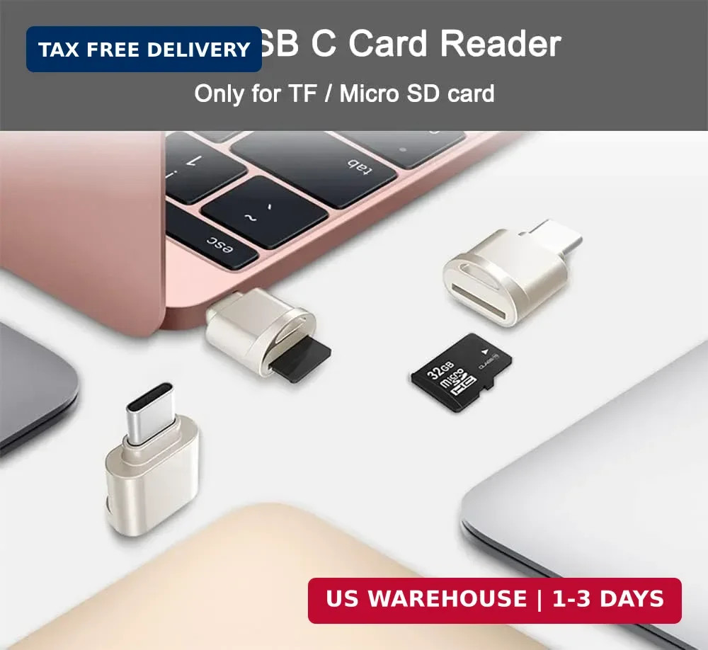 Micro SD Card Reader, USB C to SD Card Reader, Type C TF Memory Card Reader with