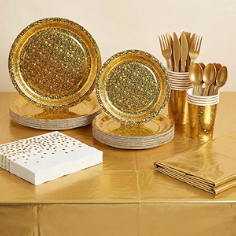 ling Star Patterned Disposable Tableware Set, 201 Pieces, Tablecloths