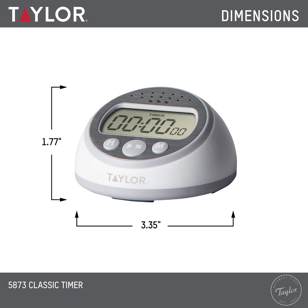 Taylor Digital Timer Counts Up and Down for School, Learning, Projects, and K...