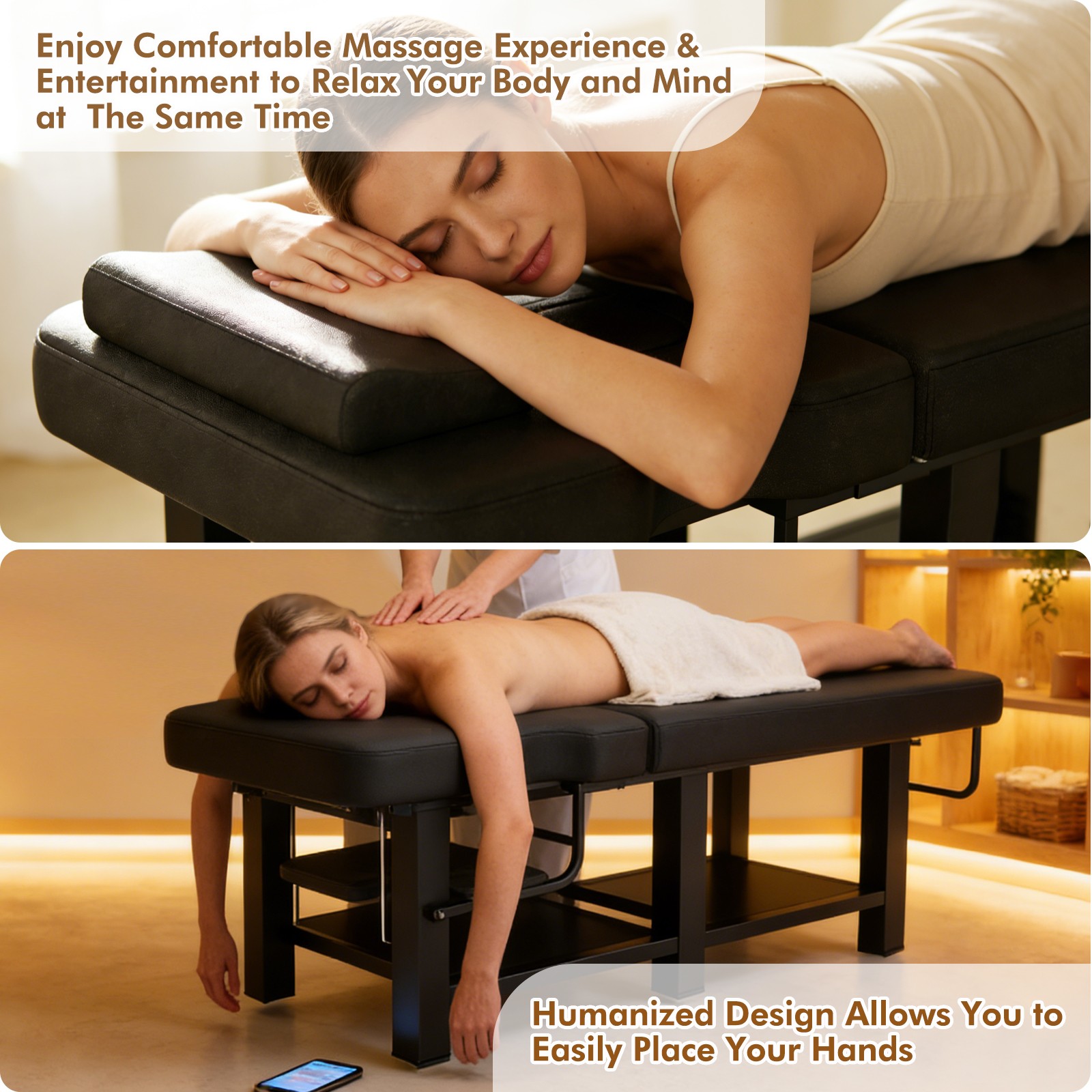 Black Massage Table Facial Bed Treatment Salon Spa Beauty w/Headrest, Open-Chest