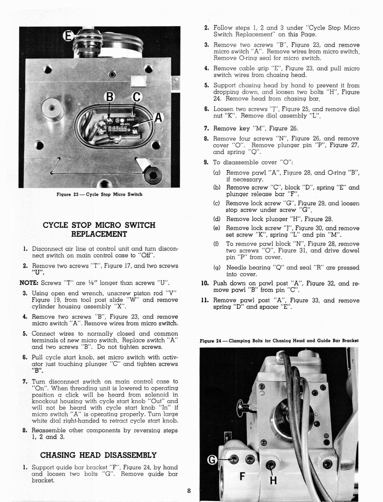 Hardinge HC Chucking Machine Auto Threading Unit Maintenance Manual #1311