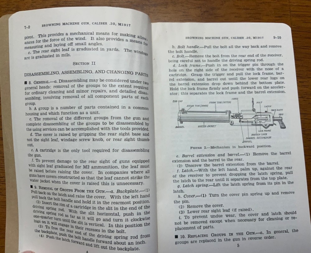 WWII Era Basic Manual Browning Machine Gun Caliber .30, M1917 Book