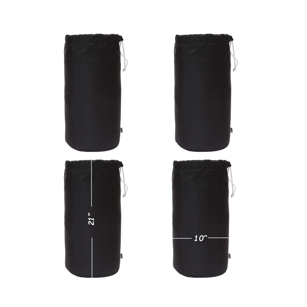 Durable Drawstring Water Resistant Dust Flap Stuff Sack Bag 4-Pack Black Large