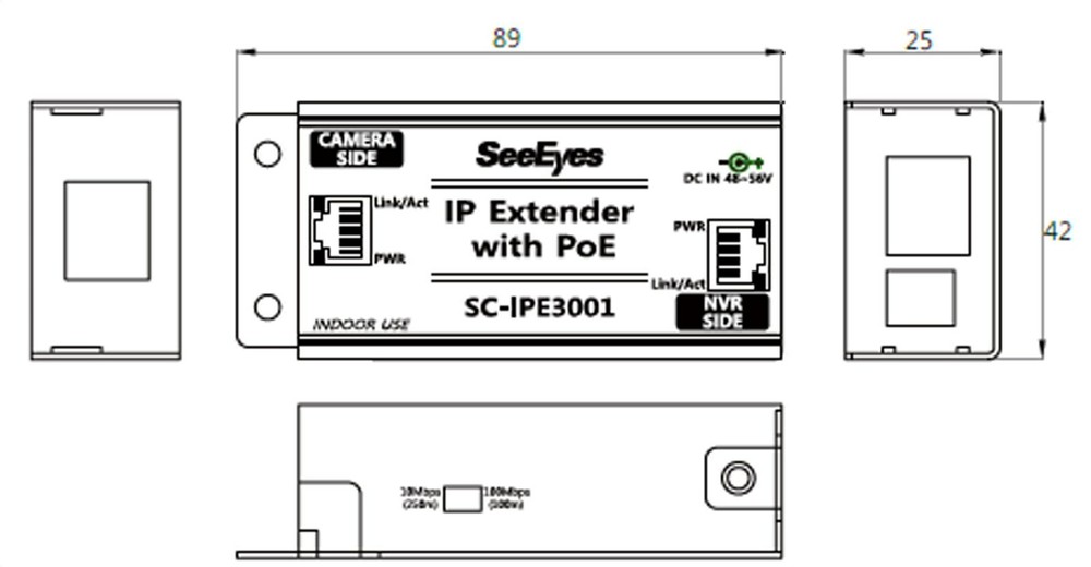 SeeEyes SC-IPE3001 UTP Ethernet Data + PoE Extender