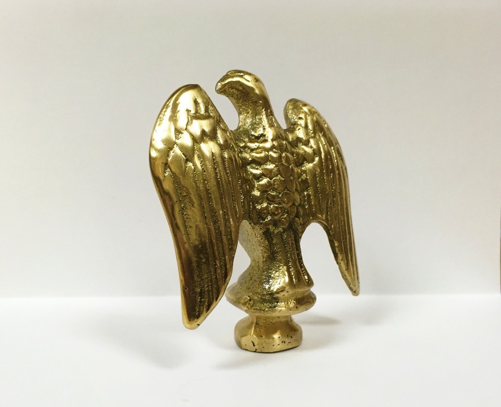 Lamp Finial-Solid Cast BRASS EAGLE, Highly Detailed W/Dual Threads, WB Finish-FS