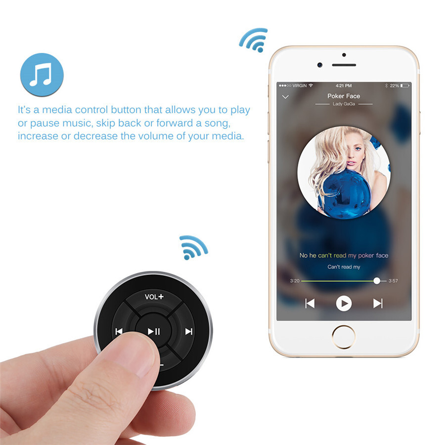 Car Steering Wheel Remote Control Bluetooth Media Button For IOS Android Phone