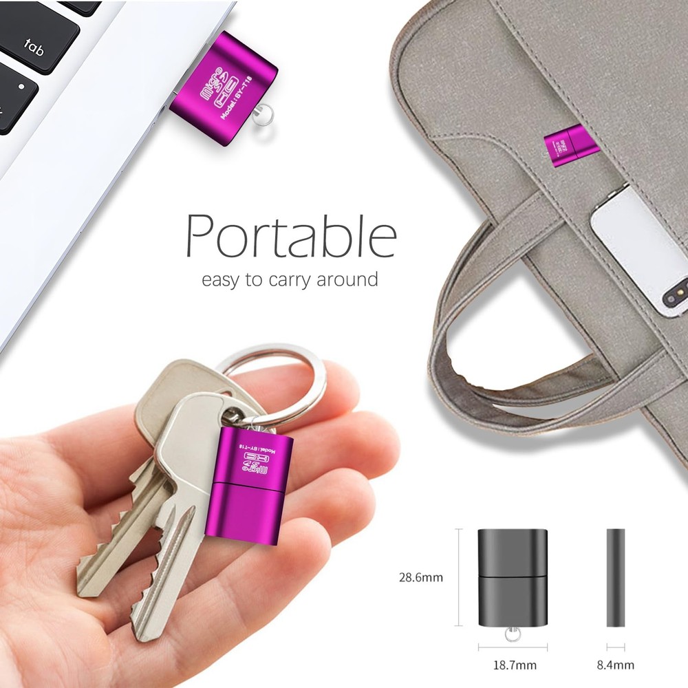 [3 Pack] Micro SD Card Reader for Android,Micro to 3 IN 1, Rose Red