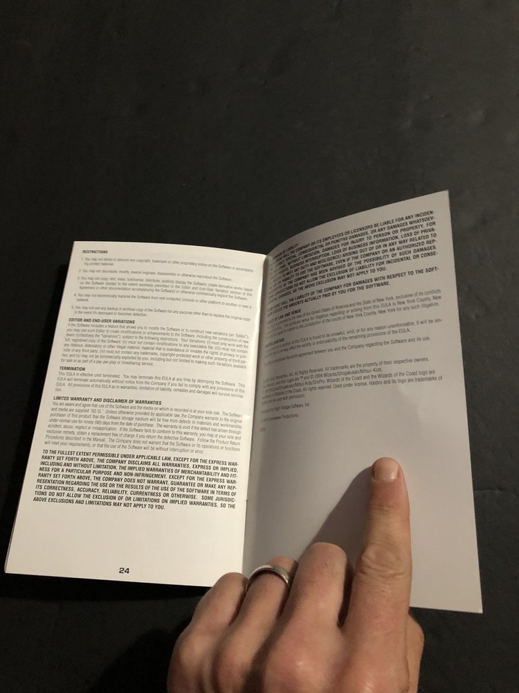 duel masters ps2 Manual Only