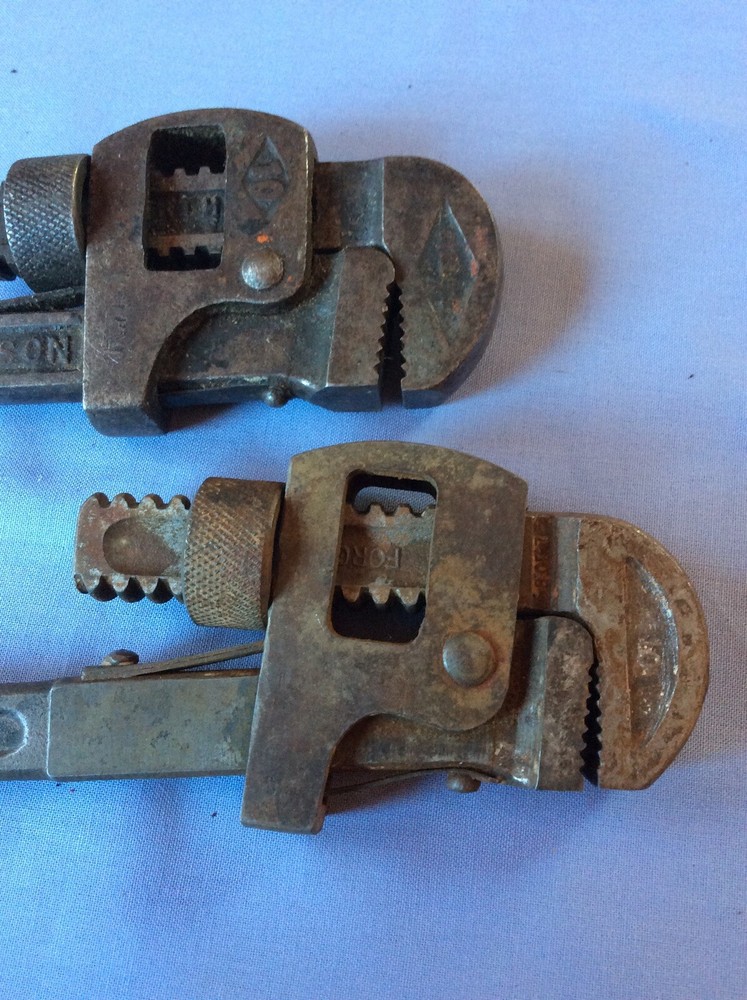 2 Used 10 Inch Adjustable Wrenches , Stillson Walworth & Trucraft Function #U