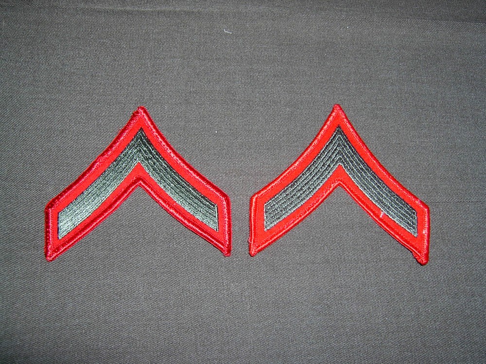 USMC Private First Class chevrons merrowed winter service on wool