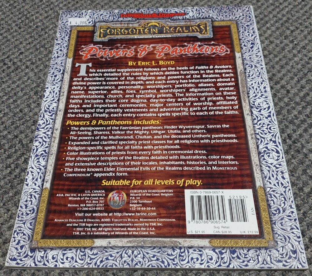 Powers & Pantheons - Forgotten Realms Dungeons & Dragons AD&D 2E TSR 9563