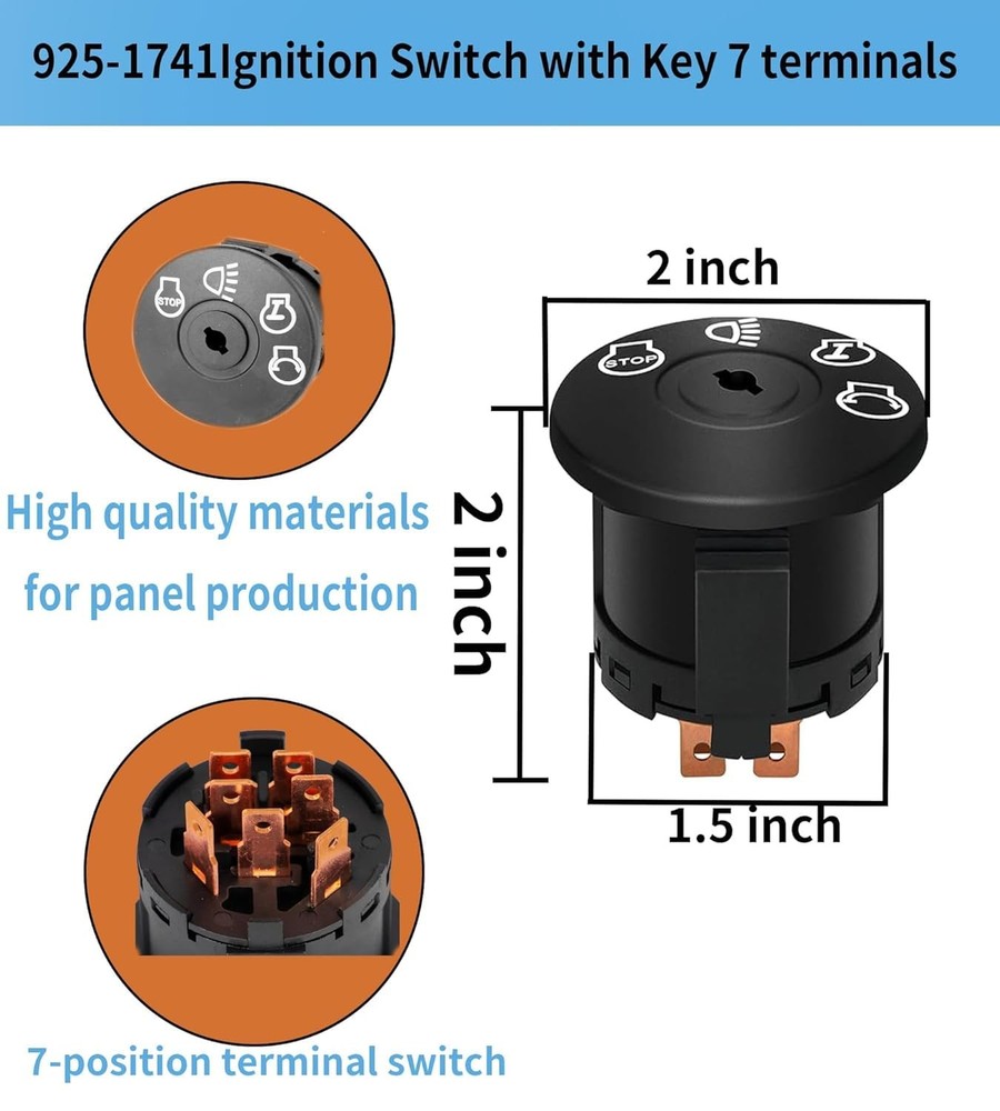 Ignition Switch with Key 4-Position 7-Terminals Compatible black