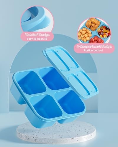 4 Pcs Snack Box Containers Set, Reusable 4 Compartment Lunchable 4 pcs