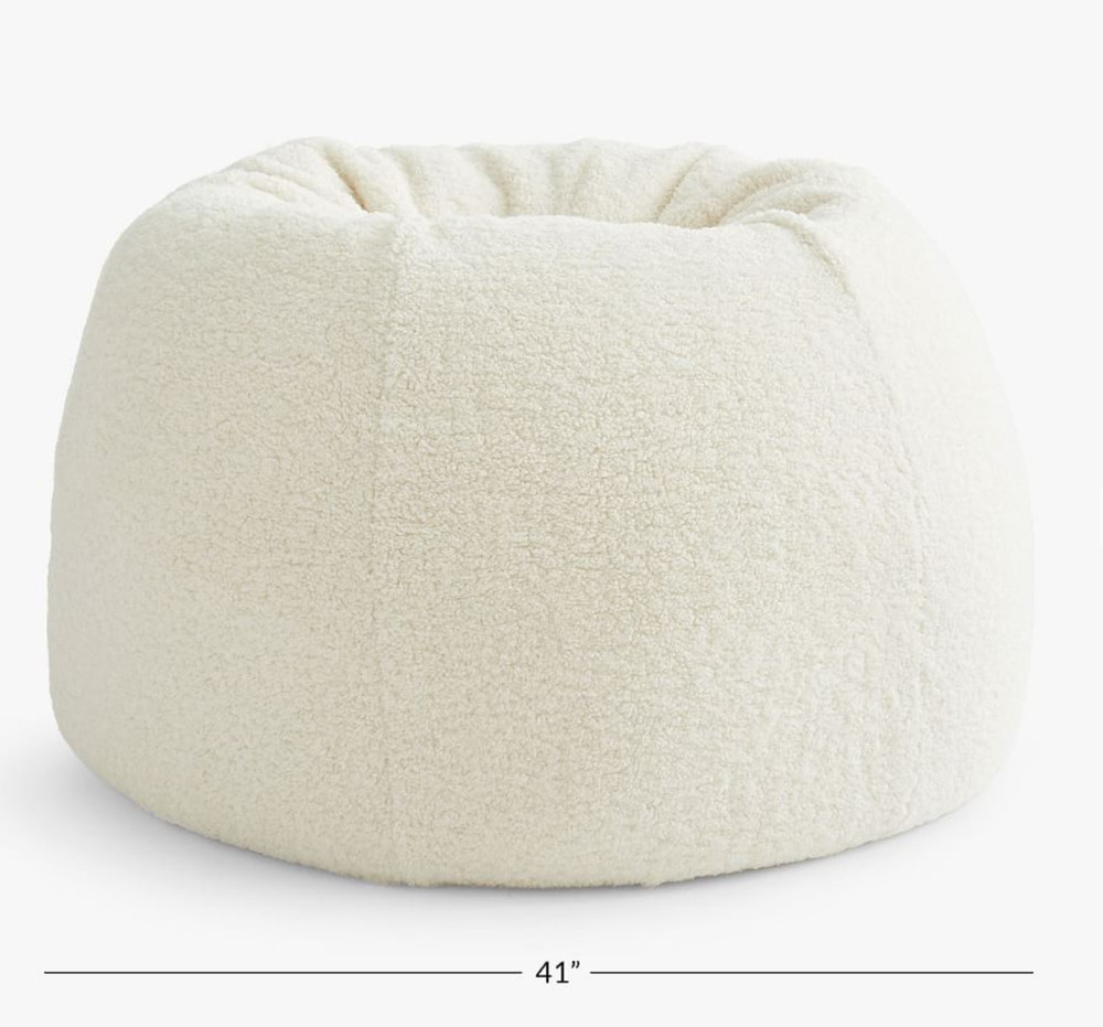 Pottery Barn Teen Teddy Bear Faux Fur Bean Bag Slipcover Only Lg Ivory NEW $169