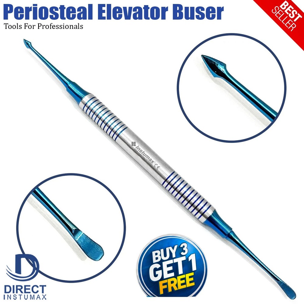 Dental Periosteal Elevator Buser Blue Titanium Coated Double Ended 2Pcs