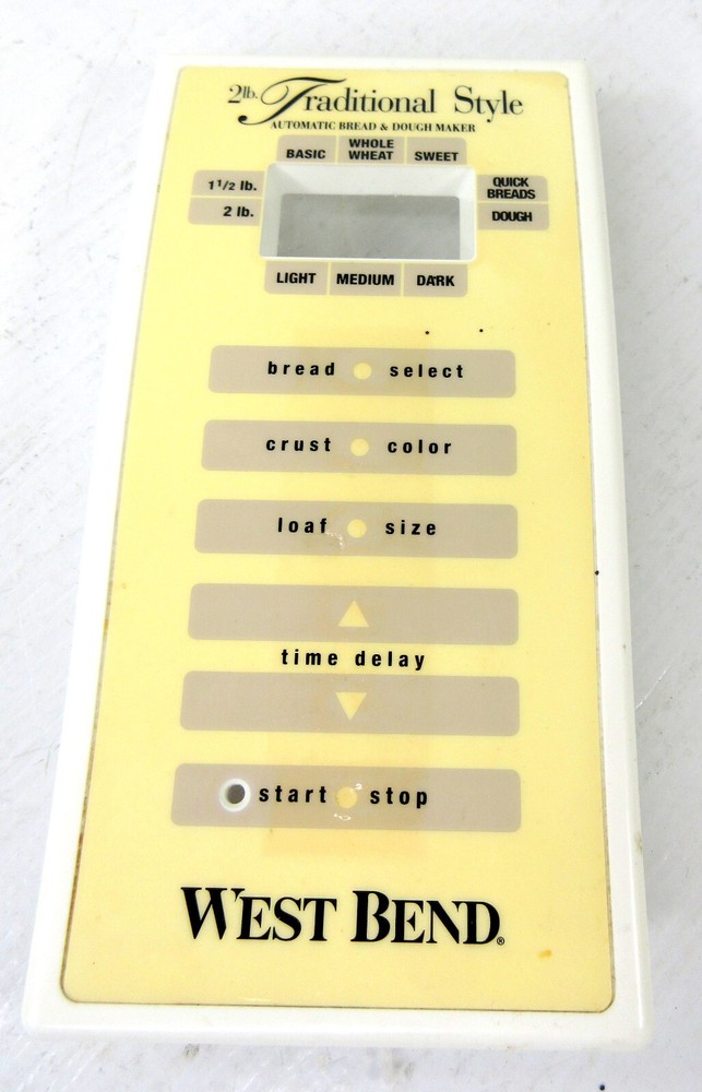 West Bend Bread Machine 41088 Replacement Control Panel Cover White w/ Hardware