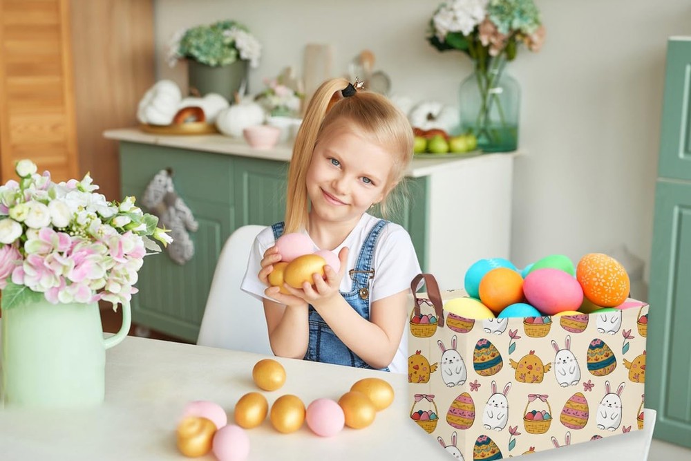 Sanjiaofen Rectangular Easter Baskets, Easket Basket for Kids.Cute Storage Ba...