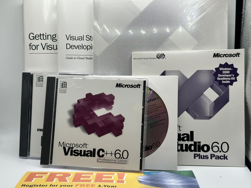 Microsoft Visual C++ 6.0 Professional Edition Big Box CIB Visual Studio Plus Pac