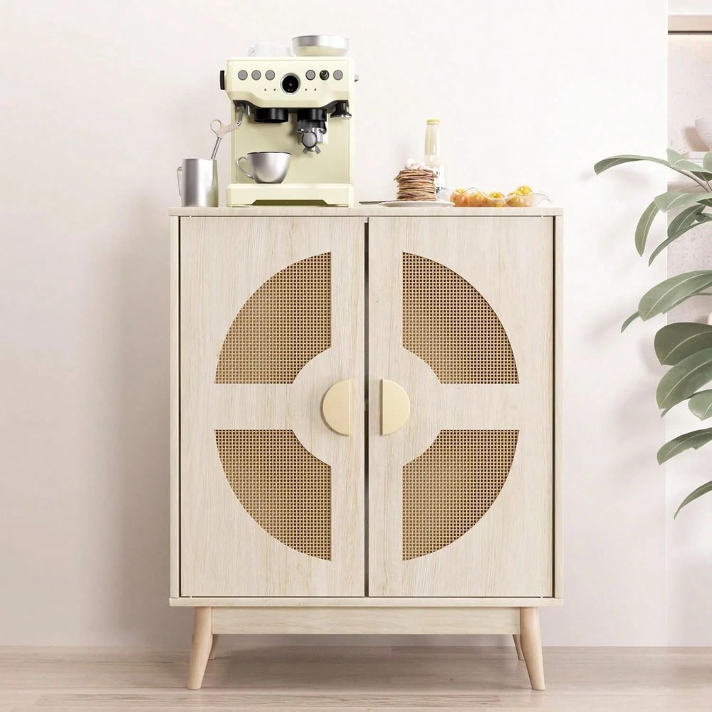 Modern Rattan Buffet Sideboard Storage Console Cabinet