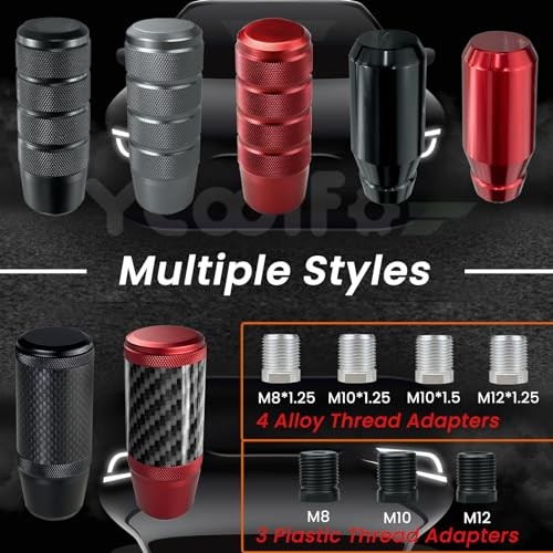 Stick Shift Knob for Buttonless Automatic and Speed Manual Black 3.15"-Black