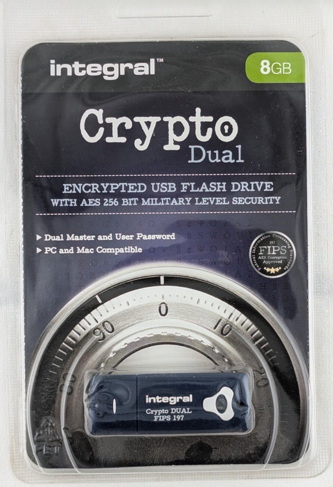 8 GB Integral Crypto USB Flash Drive with AES 256-bit Military Level Security