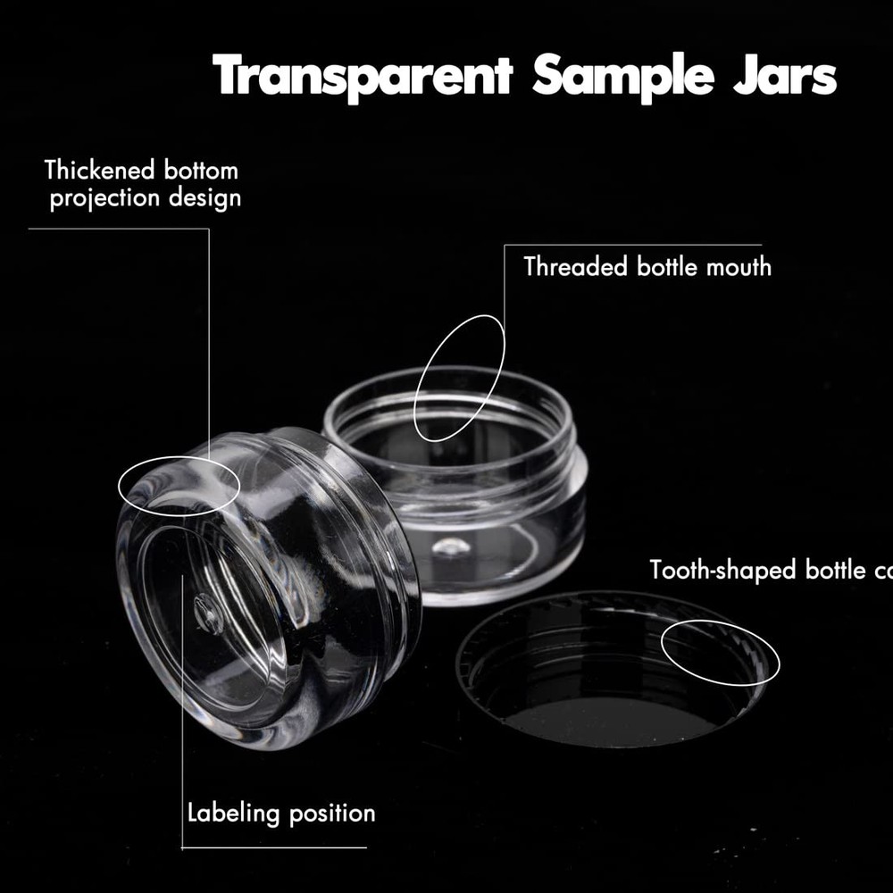 3 Gram Sample Containers with Lids, 50 Count Tiny Sample Jars, Mini Containers