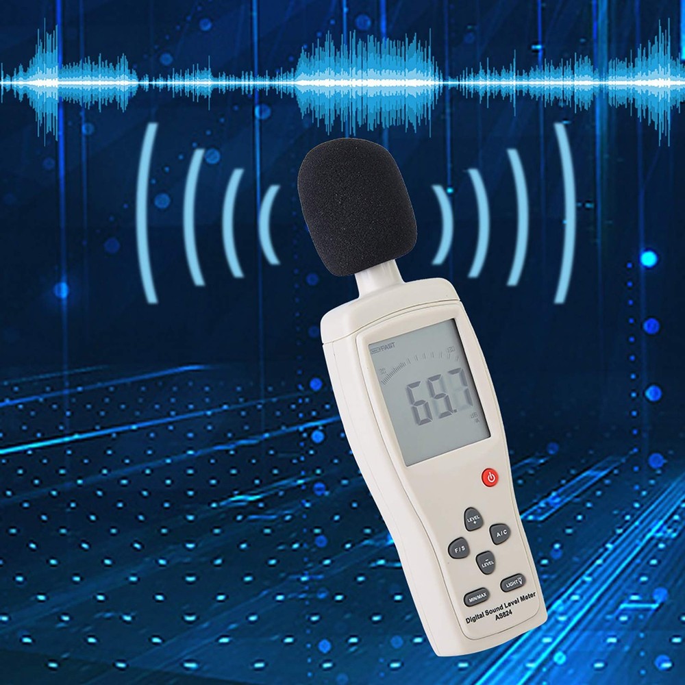 Smart Sensor AS824 Sound Level Meter 0-130 dB range for Frequency Analyzer...