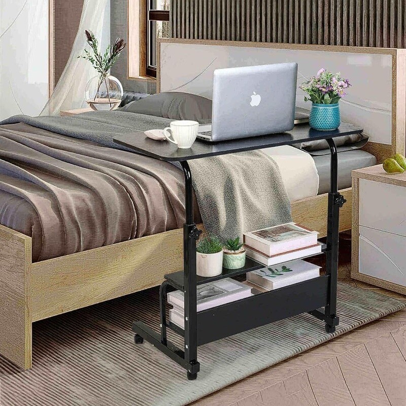 Adjustable Mobile Computer Desk Rolling Table W/ Wheels Home Office Study New