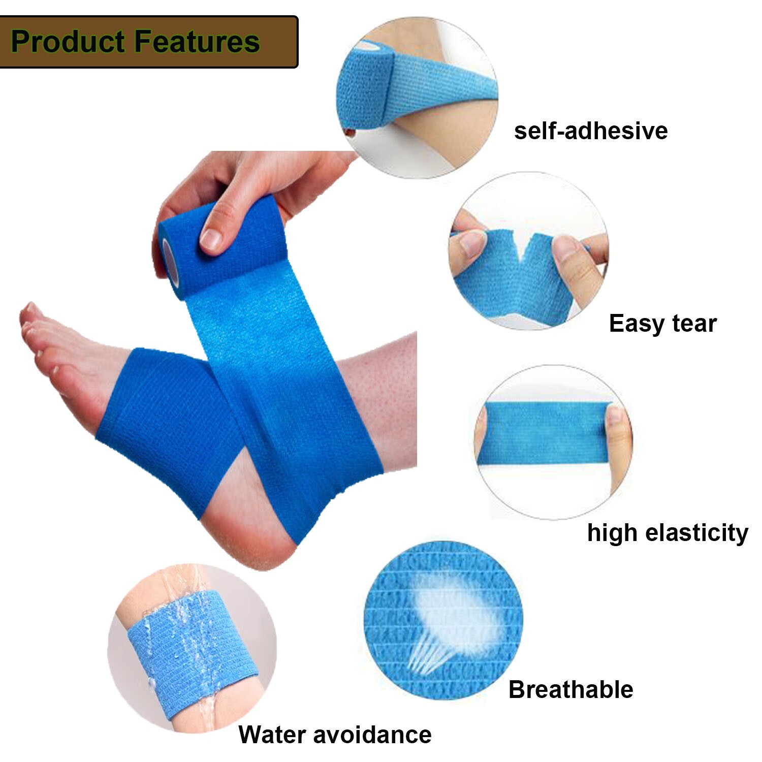 15 Pack Self Adhesive Bandage Wrap 2 Inch x 5 Yards Non-Woven Bandage,Vet Wrap