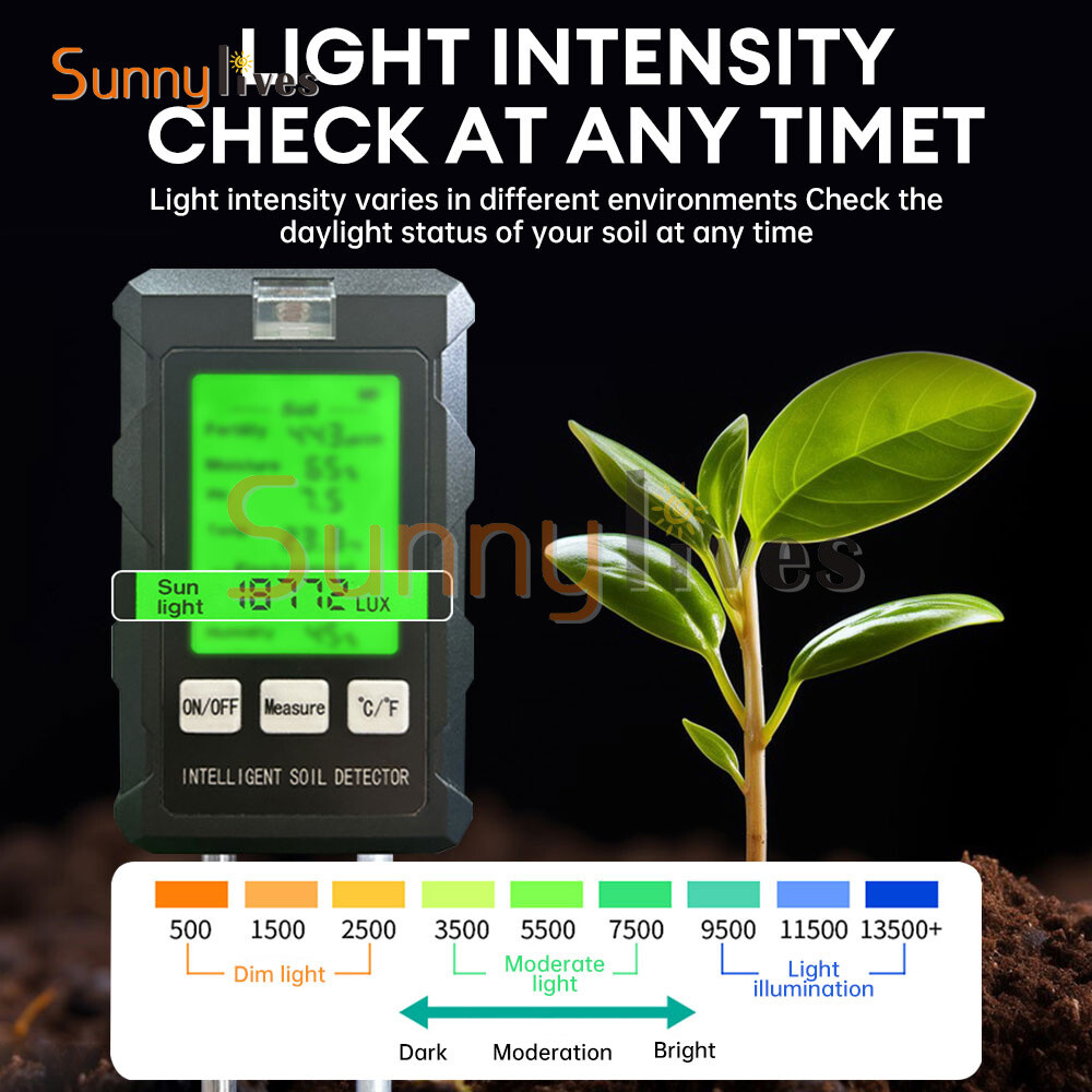 6-in-1 PH Tester Soil Water Moisture Light Test Meter Temperature Humidity Test