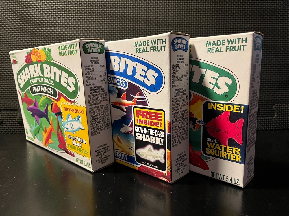 Shark Bites fruit snacks - 3 empty custom design display boxes