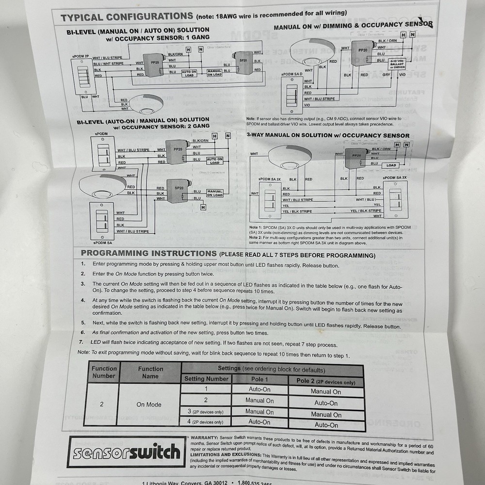 Acuity Controls Sensor Switch SPODM 2P 2SA AL Switchpod Interface Wall Station