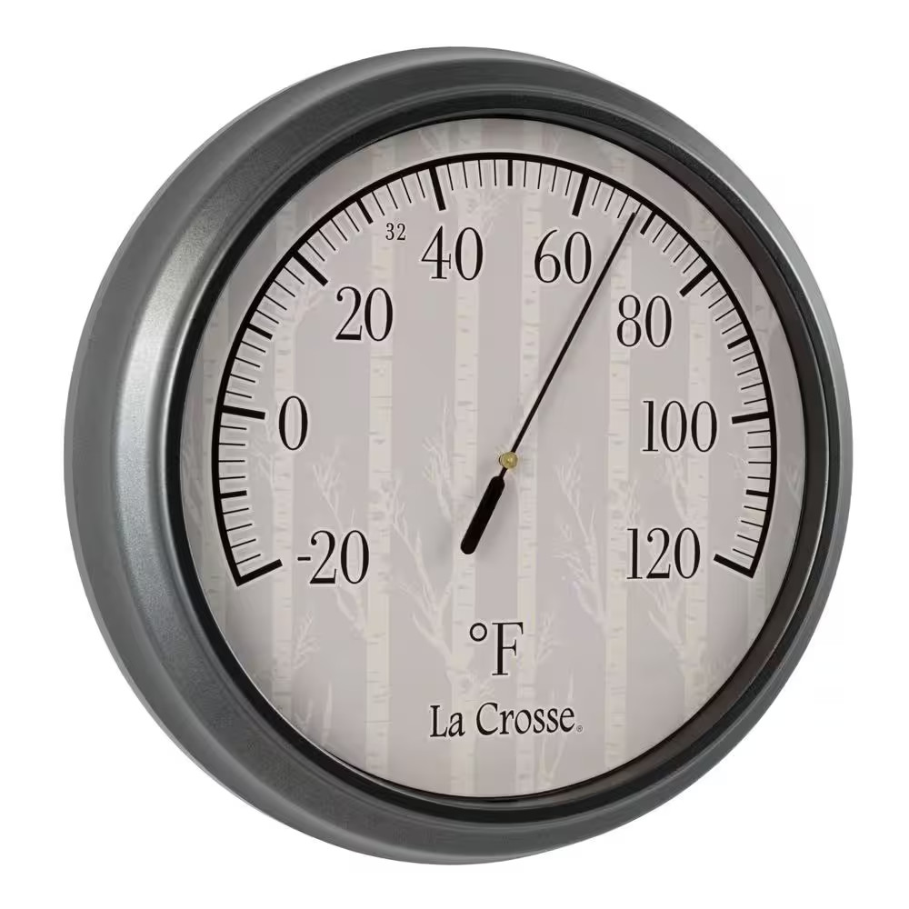 8 In. Analog Thermometer with Birch Tree Dial