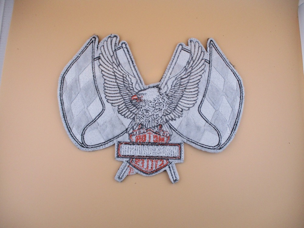 RARE HARLEY DAVIDSON LOGO PATCH With EAGLE & CHECKERED FLAGS