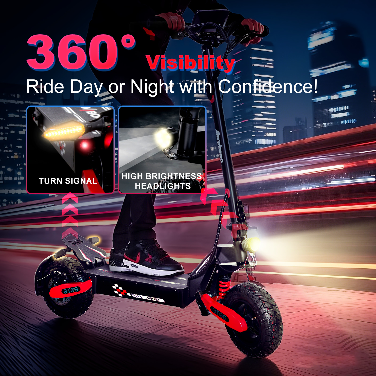 2400W Electric Scooter for Adults 43Miles 40MPH 11''Off-Road Fast E-Scooter