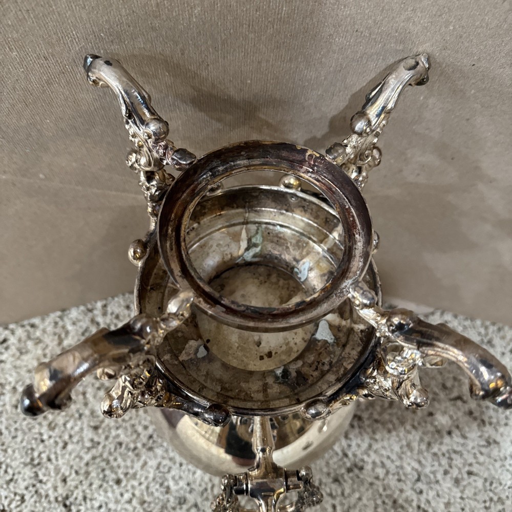 Silverplated (Silver On Copper) Teapot / Coffee Urn w/ Burner