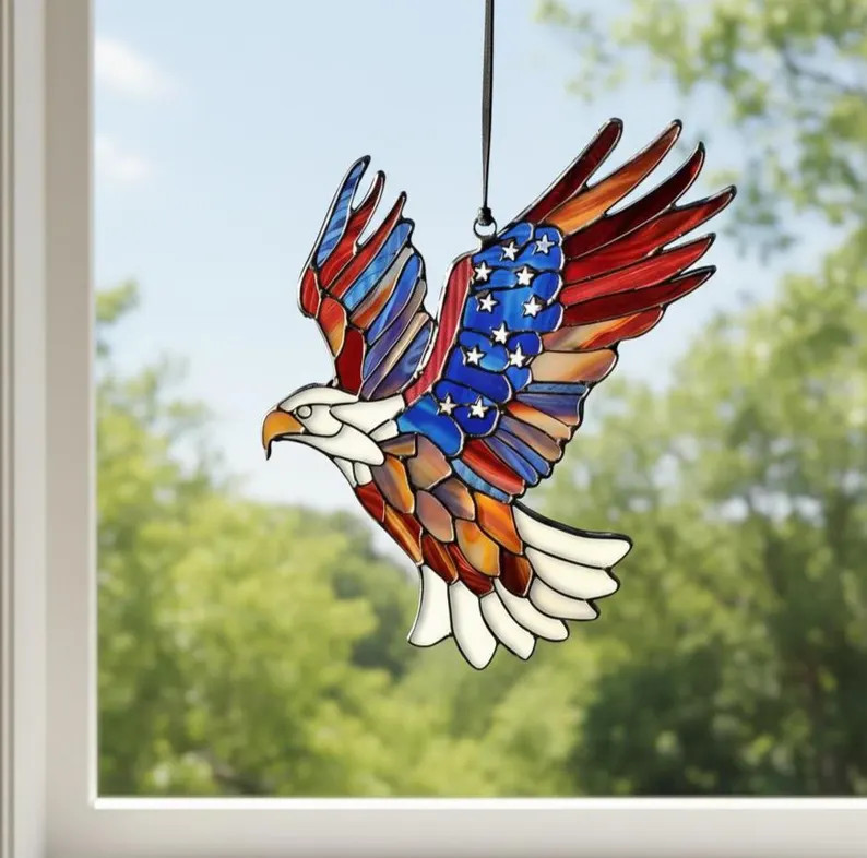 Patriotic Eagle Suncatcher Acrylic USA Window Decor