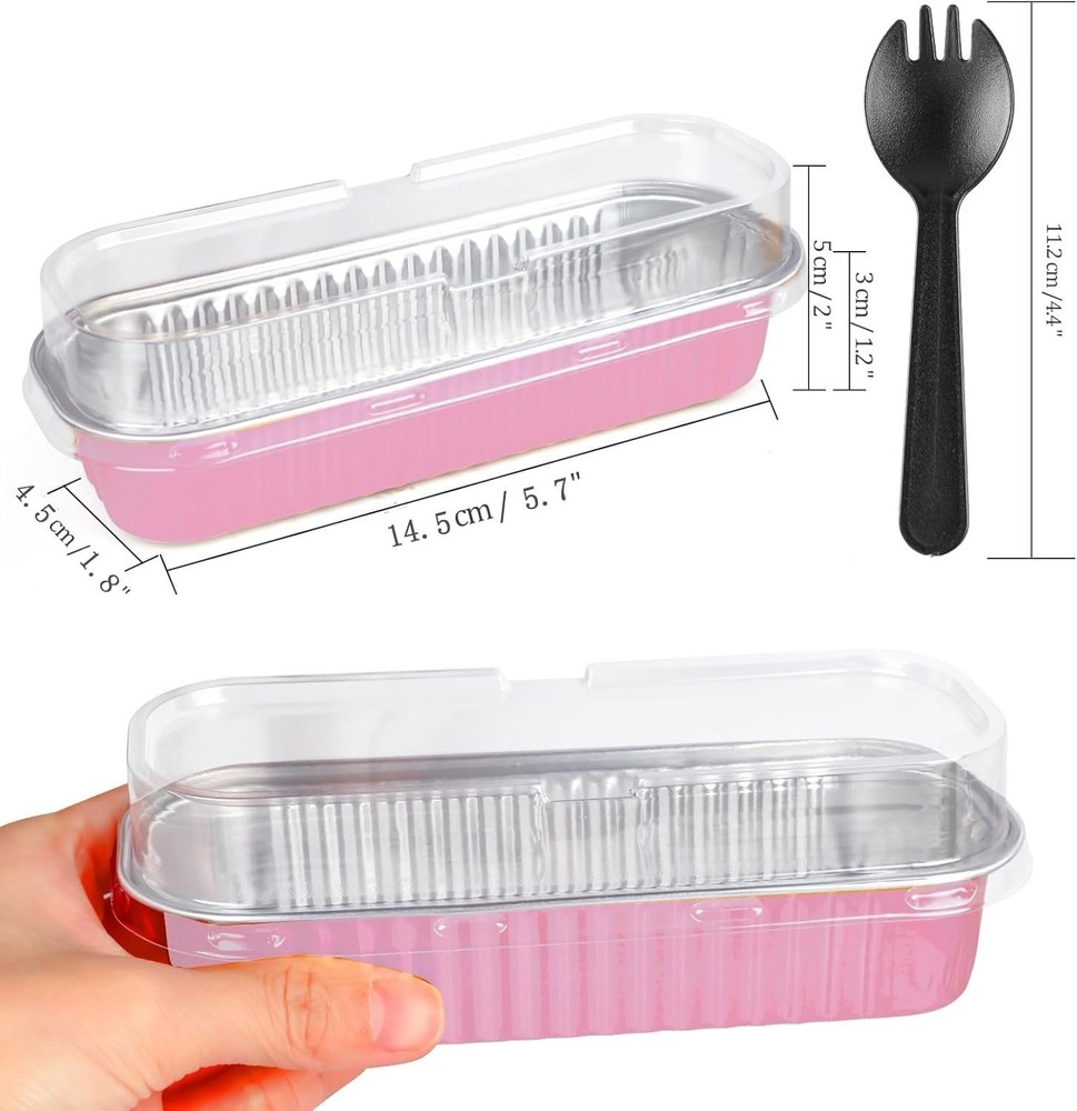 20PCS Rectangle Mini Loaf Pans With Lids Mini Cake Pans Disposable Baking Cups