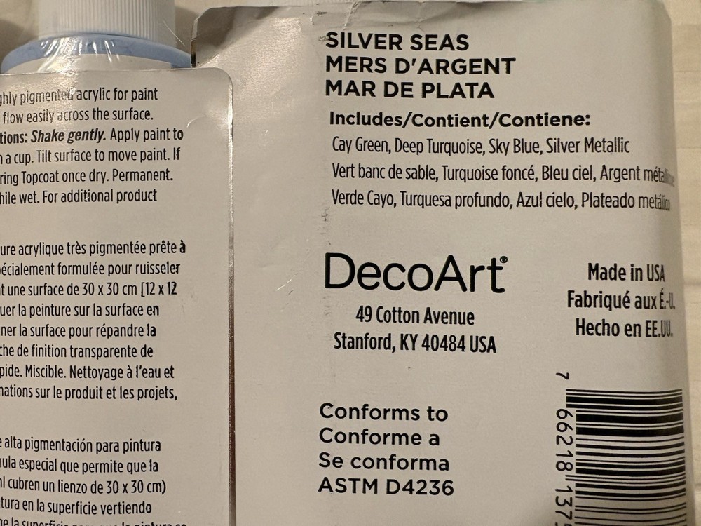 Decoart Fluidart Paint Pouring Value Pack 4/Pkg-Silver Seas