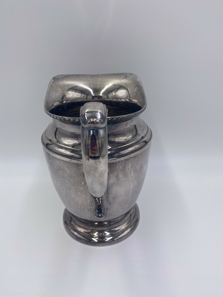 Vintage Tarnished Crescent Silverware Silverplate Water Pitcher Pedestal 3155