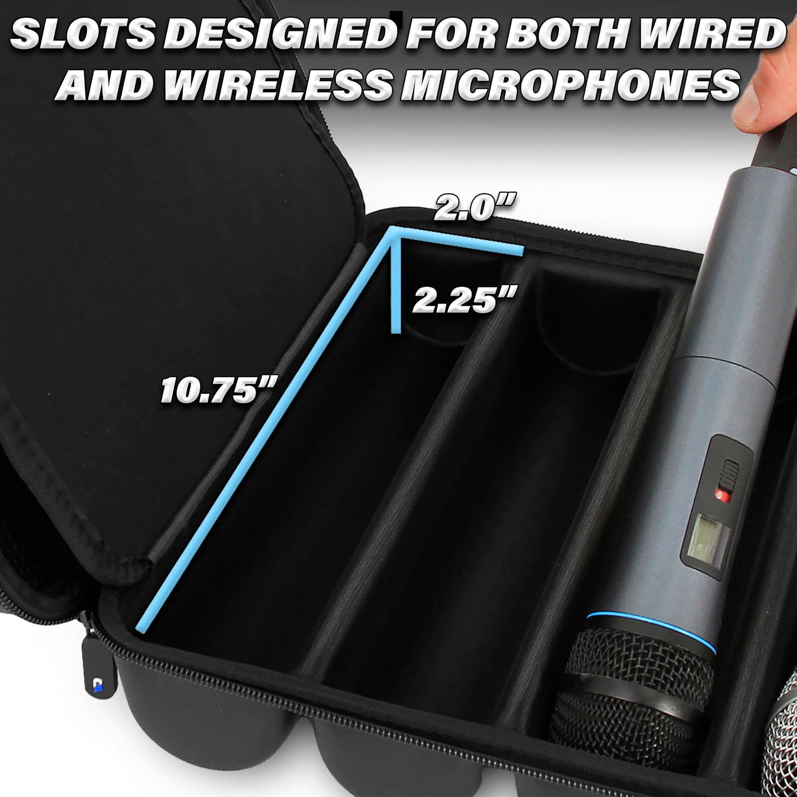 CM Microphone Case Fits Four Wireless Mics Up To 10.75" by Sennheiser, Shure